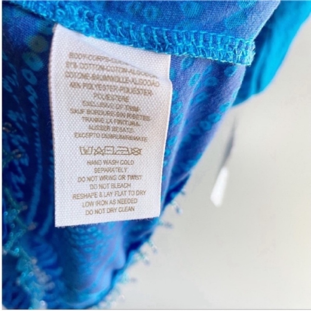 Free People Shibori shirt blue ombré burnout beaded sheer - Picture 9 of 11